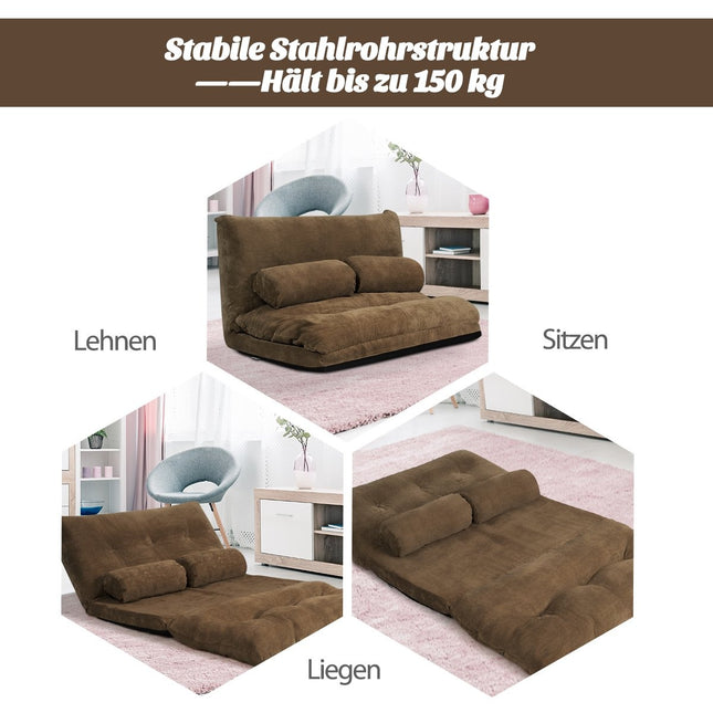 Verstelbare vloerstoel, 180x98x18 cm, koffiebruin