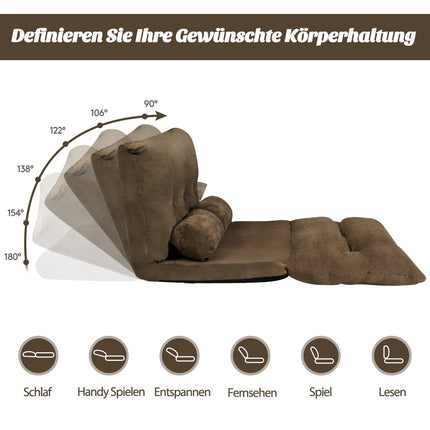 Adjustable Floor Sofa Chair, 180x98x18 cm, Coffee Brown
