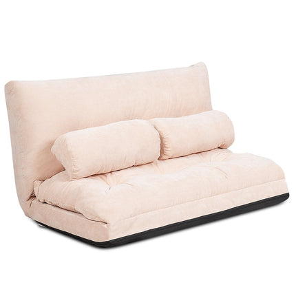 Adjustable Floor Sofa with Cushions, Beige, 180 x 98 cm