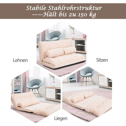 Adjustable Floor Sofa with Cushions, Beige, 180 x 98 cm
