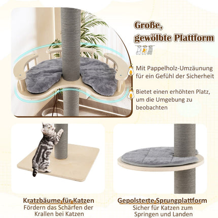 Adjustable Floor-to-Ceiling Cat Tree, 236-271 cm, Gray