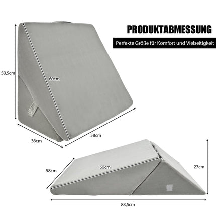 Adjustable Foam Wedge Pillow, 58x50.5x36 cm, Gray