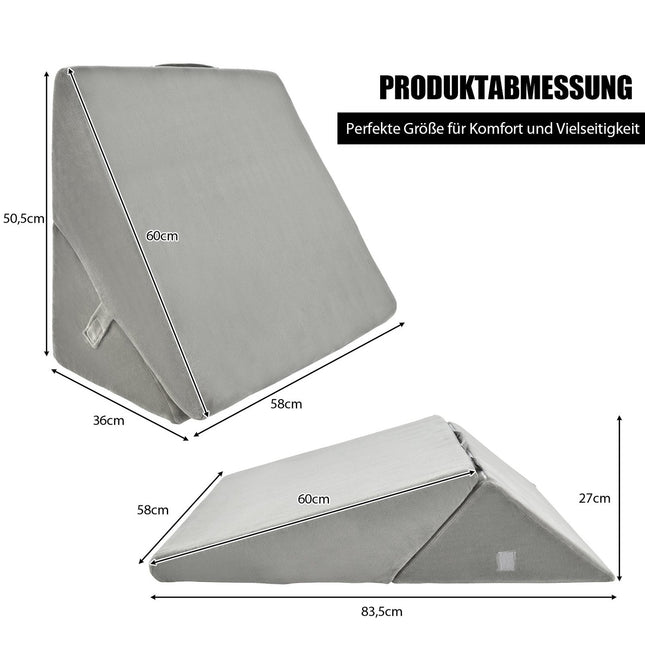 Adjustable Foam Wedge Pillow, 58x50.5x36 cm, Gray