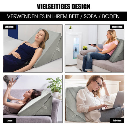 Adjustable Foam Wedge Pillow, 58x50.5x36 cm, Gray