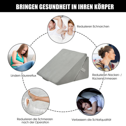 Adjustable Foam Wedge Pillow, 58x50.5x36 cm, Gray