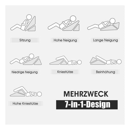 Adjustable Foam Wedge Pillow, 58x50.5x36 cm, Gray