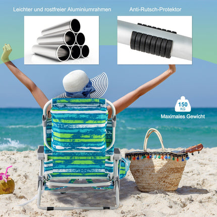 Folding Camping Chair with Adjustable Backrest for Beach and Outdoor Use