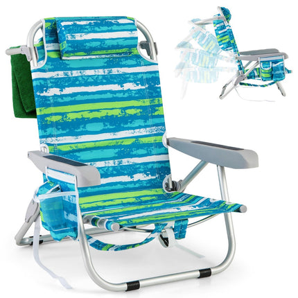 Folding Camping Chair with Adjustable Backrest for Beach and Outdoor Use