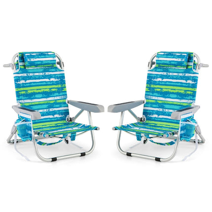 Adjustable Folding Beach Chairs Set of 2 – Blue & Green