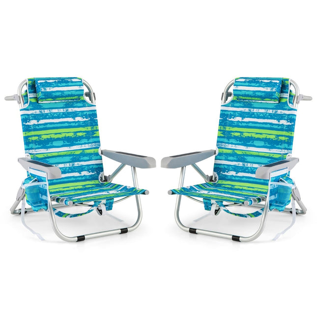Adjustable Folding Beach Chairs Set of 2 – Blue & Green