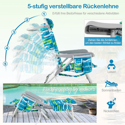 Adjustable Folding Beach Chairs Set of 2 – Blue & Green