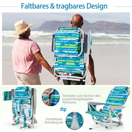 Adjustable Folding Beach Chairs Set of 2 – Blue & Green