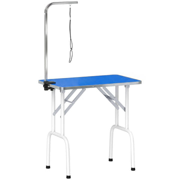 Adjustable Folding Dog Grooming Table with Blue Non-Slip Surface