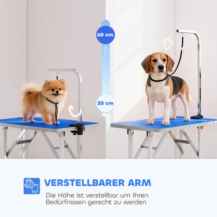 Adjustable Folding Dog Grooming Table with Blue Non-Slip Surface