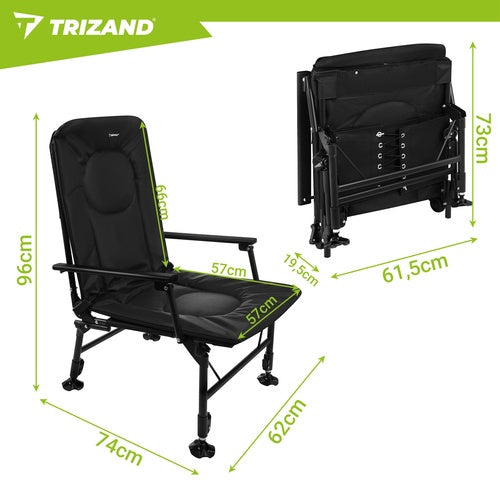 Adjustable Folding Fishing Chair with Armrests, Backrest