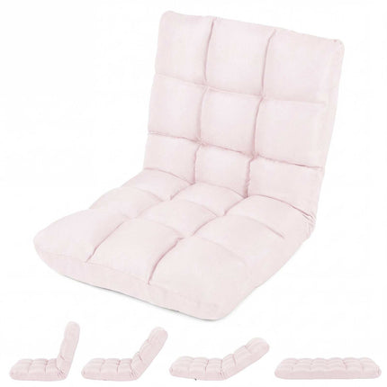 Adjustable Folding Gaming Sofa Chair, Light Pink Fabric