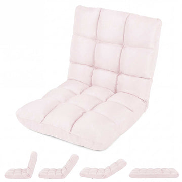 Adjustable Folding Gaming Sofa Chair, Light Pink Fabric