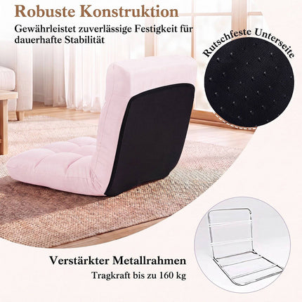 Adjustable Folding Gaming Sofa Chair, Light Pink Fabric