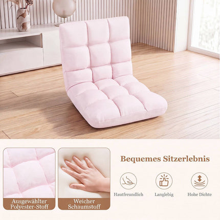 Adjustable Folding Gaming Sofa Chair, Light Pink Fabric