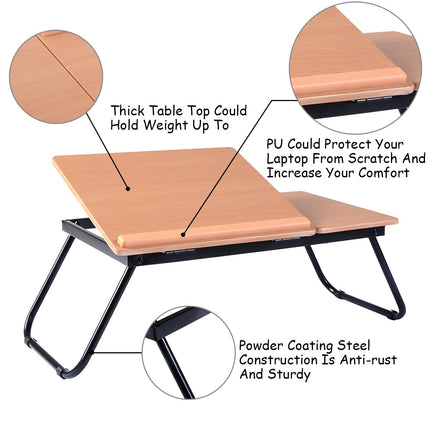 Adjustable Folding Laptop Desk – MDF & Metal, Portable