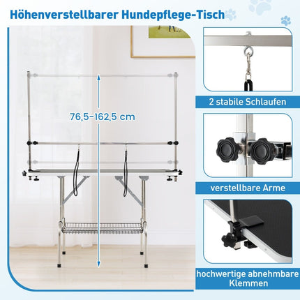 Adjustable Folding Pet Grooming Table with Non-Slip Surface