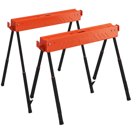 Adjustable Folding Sawhorses, Metal, 250kg Capacity, Set of 2