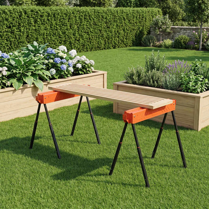 Adjustable Folding Sawhorses, Metal, 250kg Capacity, Set of 2
