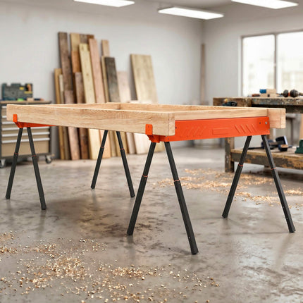 Adjustable Folding Sawhorses, Metal, 250kg Capacity, Set of 2