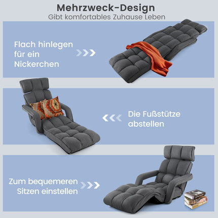 Adjustable Folding Sofa Bed, Dark Gray, 6 Positions