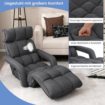 Adjustable Folding Sofa Bed, Dark Gray, 6 Positions