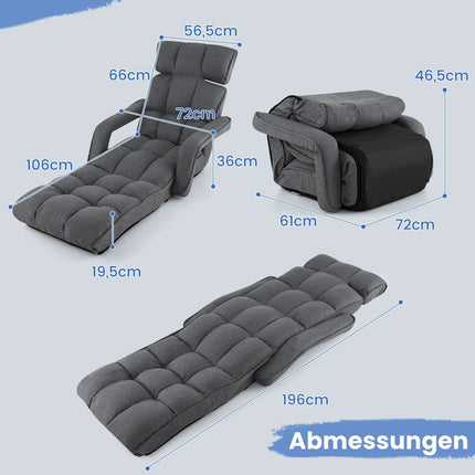 Adjustable Folding Sofa Bed, Dark Gray, 6 Positions