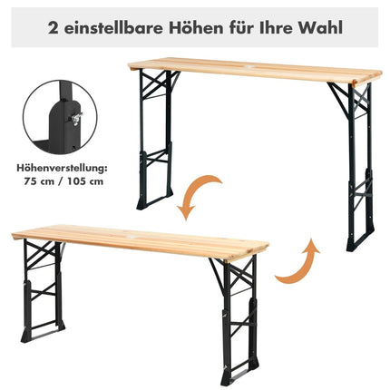 Adjustable Folding Wooden Picnic Table with Umbrella Hole