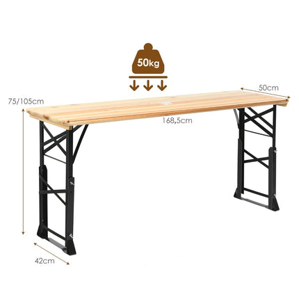 Adjustable Folding Wooden Picnic Table with Umbrella Hole
