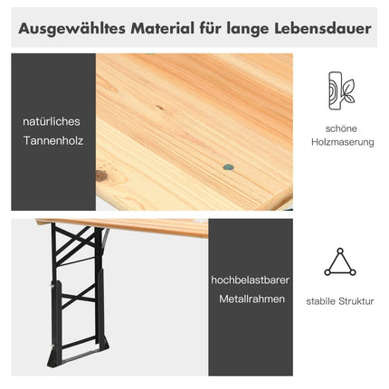 Adjustable Folding Wooden Picnic Table with Umbrella Hole