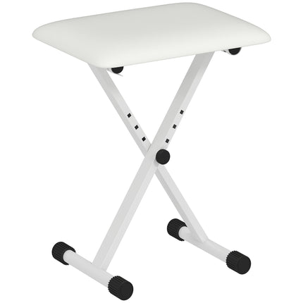 Adjustable Folding X-Frame Piano Bench with Faux Leather Cushion