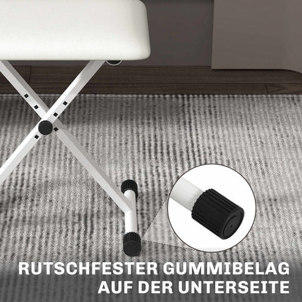 Adjustable Folding X-Frame Piano Bench with Faux Leather Cushion