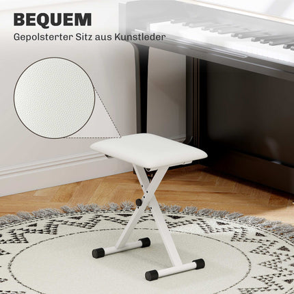 Adjustable Folding X-Frame Piano Bench with Faux Leather Cushion