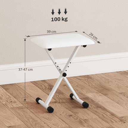 Adjustable Folding X-Frame Piano Bench with Faux Leather Cushion
