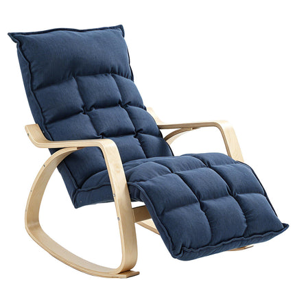 Adjustable Footrest Rocking Chair, Blue Birch Veneer