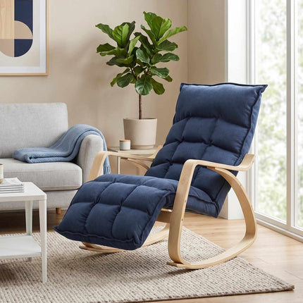 Adjustable Footrest Rocking Chair, Blue Birch Veneer