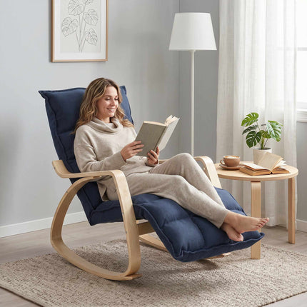 Adjustable Footrest Rocking Chair, Blue Birch Veneer