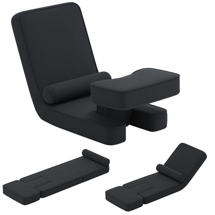 Adjustable Gaming Floor Chair with Footrest, Black