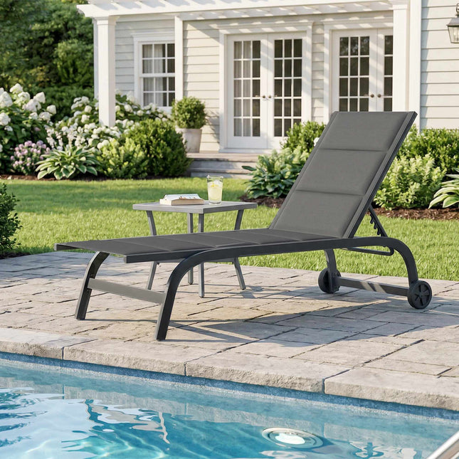 Adjustable Garden Sun Lounger, Breathable Mesh, Dark Grey