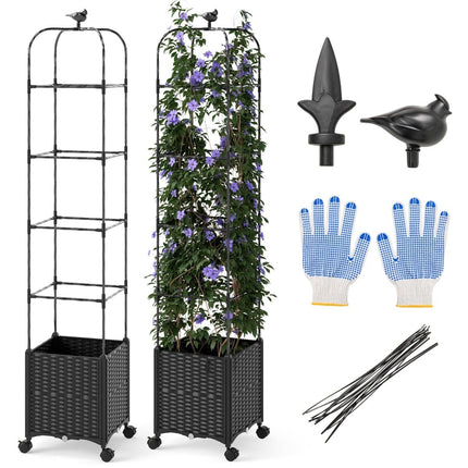 Adjustable Garden Trellis with Planter Box on Wheels