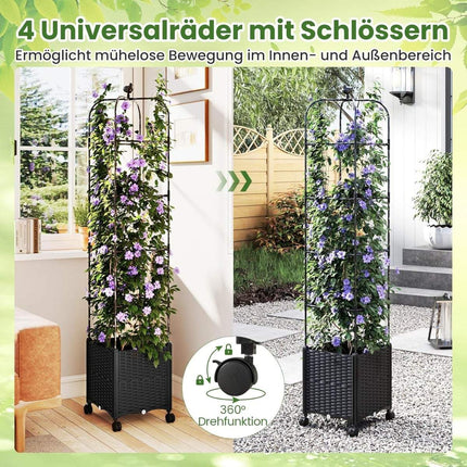 Adjustable Garden Trellis with Planter Box on Wheels