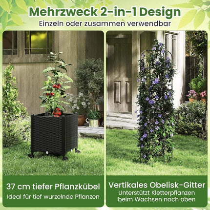 Adjustable Garden Trellis with Planter Box on Wheels