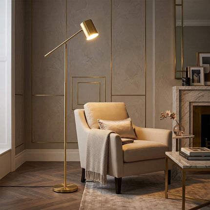 Adjustable Gold Floor Lamp with E27 Socket and Foot Switch