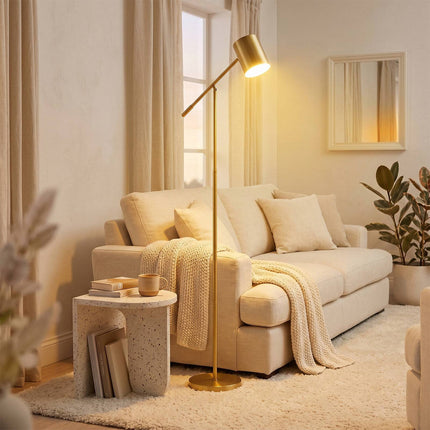 Adjustable Gold Floor Lamp with E27 Socket and Foot Switch