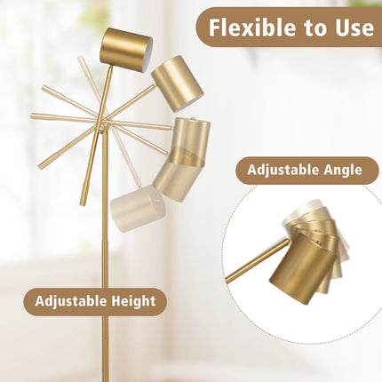 Adjustable Gold Floor Lamp with E27 Socket and Foot Switch