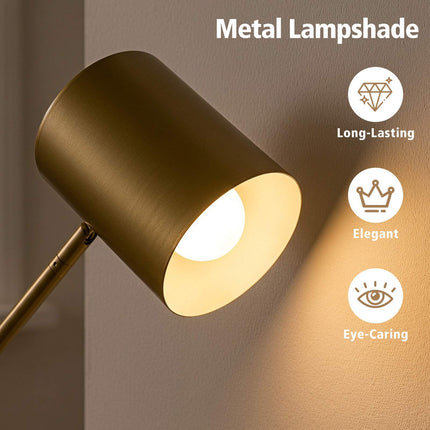 Adjustable Gold Floor Lamp with E27 Socket and Foot Switch